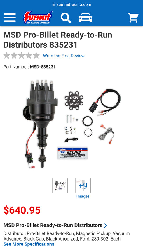 MSD Pro-Billet Ready-to-Run Distributors, Ford 835231